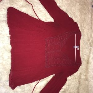 Women’s Burgundy 3/4 sleeve blouse with detail